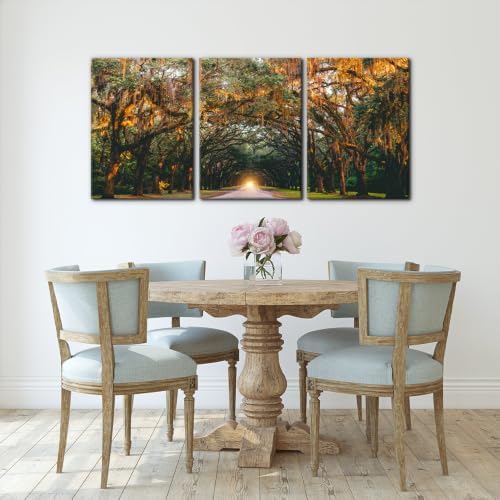 Pacimo 3 Pieces Autumn Landscape Wall Art Decor Fall Orange Hanging Tree Canopy - Image 3