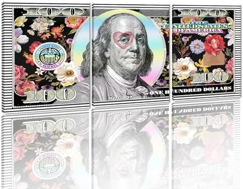 Money Wall Art 3 Panels Money Posters Prints Art Colorful one Hundred Dollars by YatsenBridge