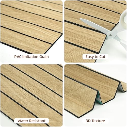 WADILE Peel and Stick Wood Slat Wall Panels 12x12in PVC 10 Pack - Image 4