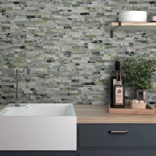 SUNWINGS 5-Sheet Peel and Stick Mosaic Natural 3D Stone Self Adhesive Marble - Image 5