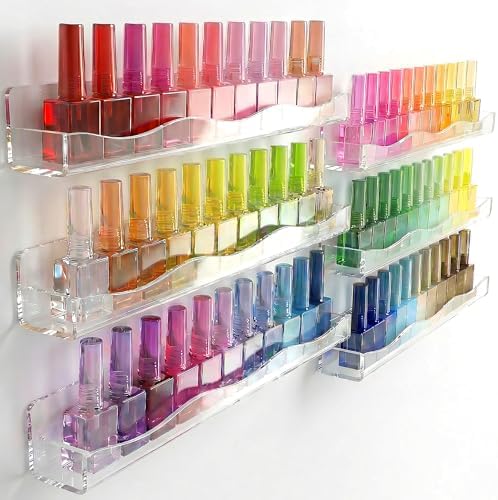 YMVV 15" Nail Polish Rack, 6 Pack Clear Acrylic Wall Organizer by YMVV