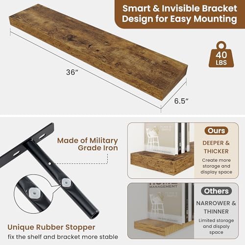 Floating Shelves for Wall, Wall Mounted Wood Shelves - Image 3
