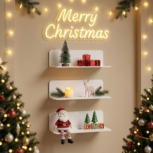 OAPRIRE Acrylic Floating Wall Shelves White, No Drill, 9 Inch 2 Pack - Image 3