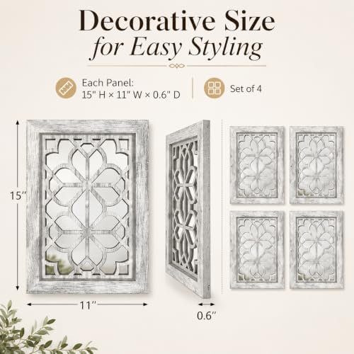 Set of 4 11x15 Inch Rectangular Shatterproof Grey Decorative Wall Mirrors - Image 2