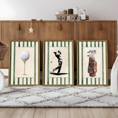 wanyun Vintage Golf Wall Art Set of 3 Canvas, Sports Framed Poster, Neutral - Image 5