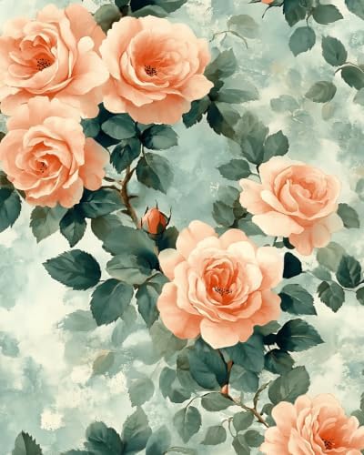 BOKEBEVE Green Leaf Wallpaper Stick and Peel Pink 17.5 x 118In by BOKEBEVE