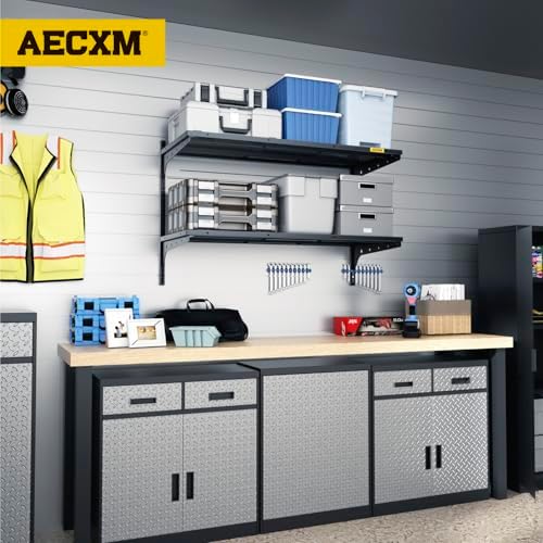 Aecxm 1pack×2 Tier 1.3x3ft Garage Shelving Wall Mounted, 400 lbs Load Capacity - Image 2