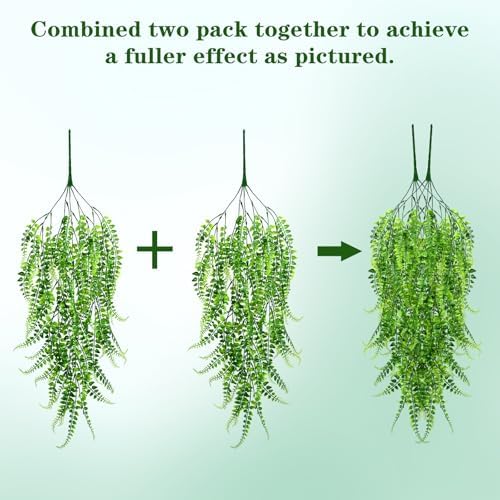 Waipfaru 8Pcs Fake Ferns Fake Hanging Plants Artificial Ferns Vine Greenery - Image 6
