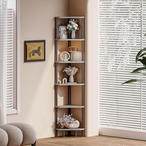 6 Tier Corner Shelf, 66.5'' Tall Standing Shelf, Narrow Display Shelf Stand - Image 2