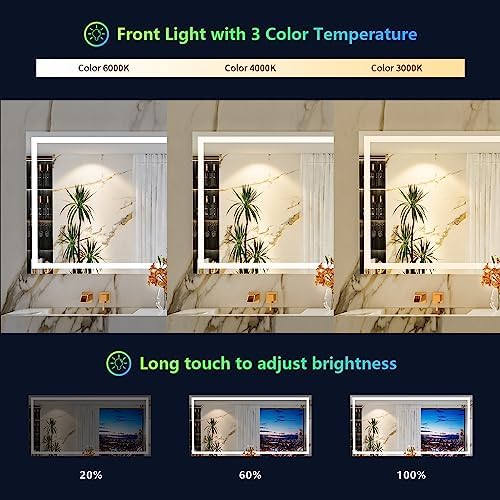96x36 LED Bathroom Mirror with Lights, RGB Backlit Lighted Mirror - Image 4