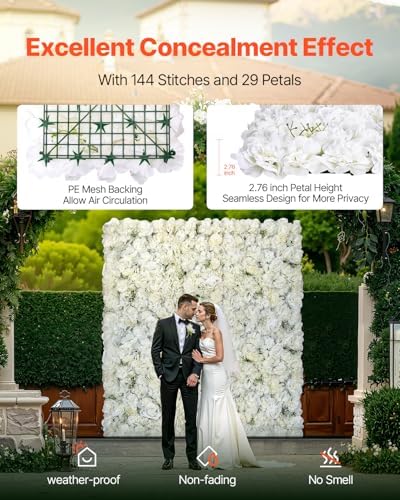 VEVOR 3D Flower Wall Panel, Artificial Floral Wall Background Mesh Backing Mat - Image 3