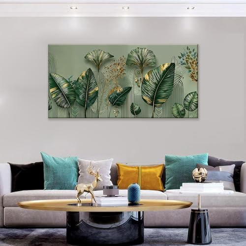 Boho Nature Leaf With Gold Canvas Wall Art Decor - Image 3