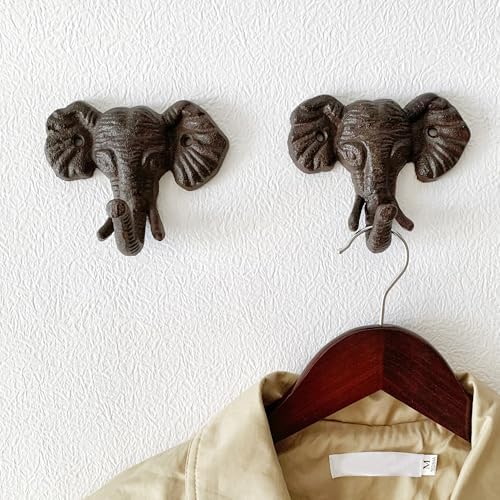 Rustic Elephant-Shaped Decorative Wall Hook Rack Hangers - Image 4