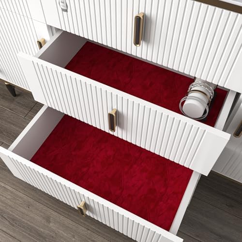 Decotalk 2ft x 10ft Dark Red Velvet Wallpaper Peel and Stick Soft Felt - Image 2