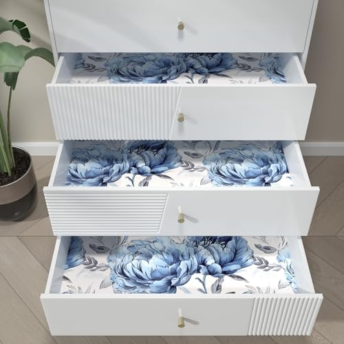 BOKEBEVE Boho Floral Wallpaper Peel and Sticck White Blue 17.5 x 118In - Image 5