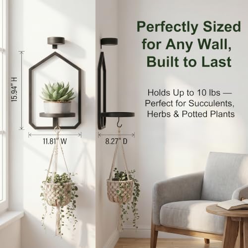 2 Pack Wall Mounted Plant Shelf - Image 4