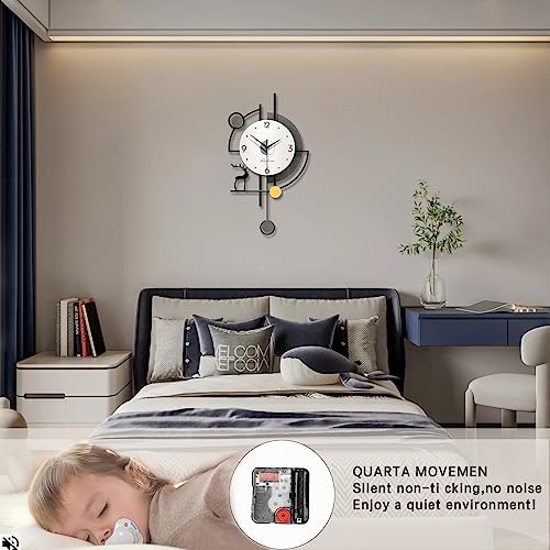 FLEBLE Large Wall Clocks for Living Room Decor Modern Pendulum Clock Silent - Image 4