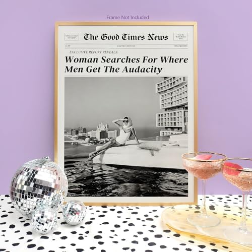 Black and White Newspapers Wall Art 12X18 in Unframed Women Searches - Image 5