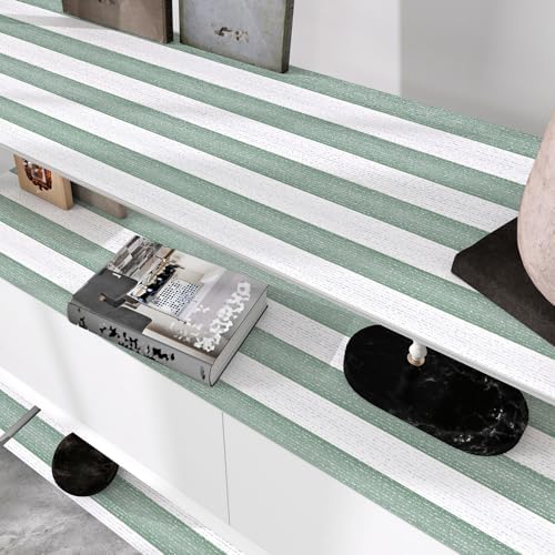 Green Stripe Peel and Stick Wallpaper A Set of 15.7" x 472" Green and White - Image 6