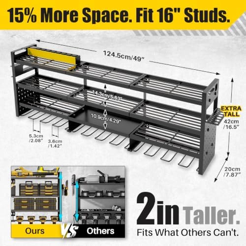 Large 49''Wide Power Tool Organizer Wall Mount, Charging Station - Image 4