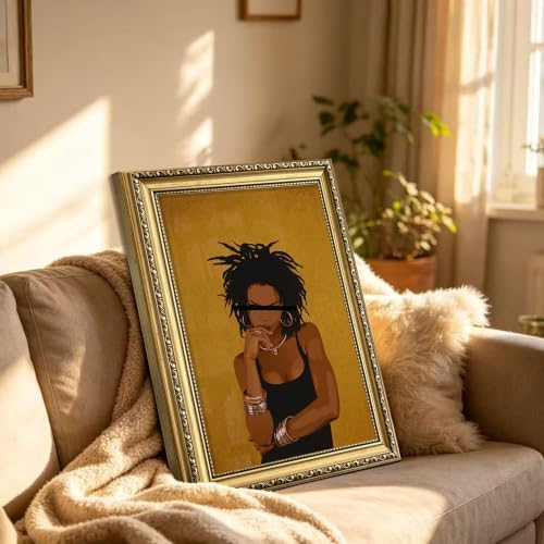 Gold Framed Black Woman Wall Art, Stylish Woman Portrait Print - Image 2