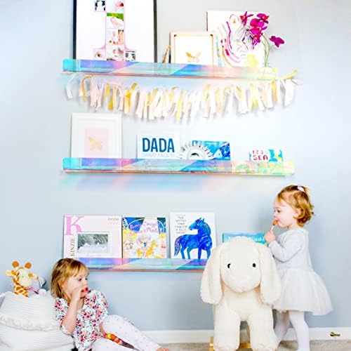 2 Pack RORKIM 36 Inch Iridescent Acrylic Floating Shelf, Kids Bookshelf - Image 6