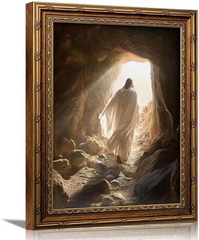 3D Textured Canvas Wall Art Vintage Carved Gold Frame Christian Jesus by Wallart