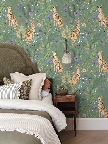 Floralplus Cheetah Peel and Stick Wallpaper Sage Green Wallpaper - Image 7