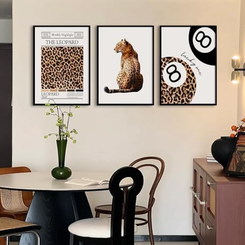 Lhoiplme Trendy Leopard Wall Art Cheetah Print Canvas Wall Decor 8 Ball Poster - Image 4