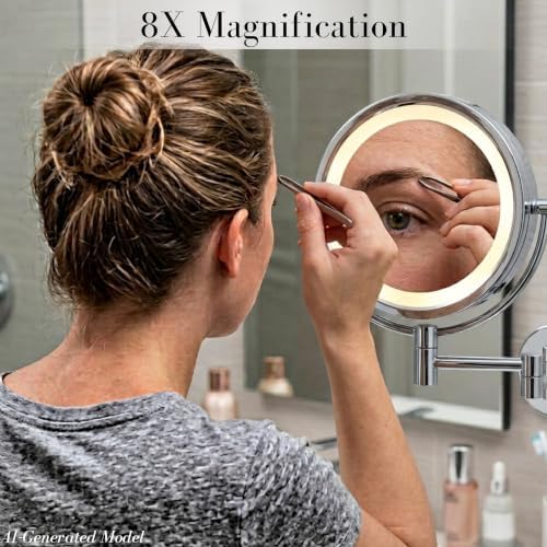 JERDON Hardwired Wall-Mount Makeup Mirror - Image 4