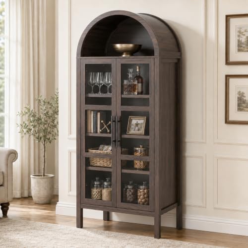 72" Tall Arched Cabinet with Glass Doors by StellaMia