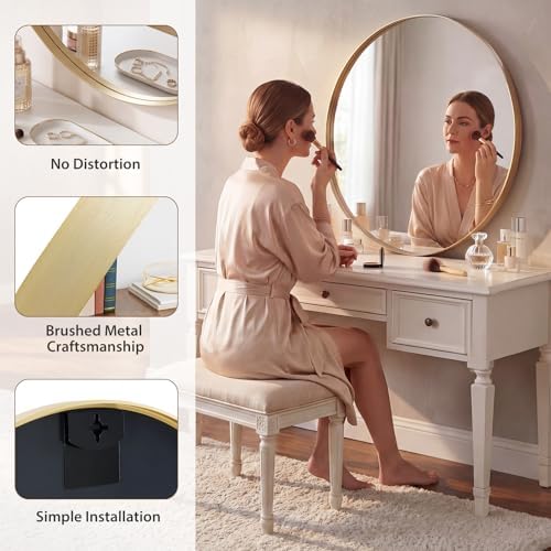 Sweetcrispy 30 Inch Round Bathroom Wall Mirror, Circle Vanity Mirror - Image 3