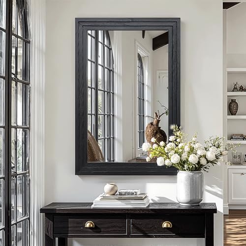 Farmhouse Rustic Wood Framed Bathroom Vanity Mirror - Image 6