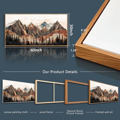 XIGUANGART Framed Boho Landscape Large Wall Art, Abstract Sun Mountain Canvas - Image 6