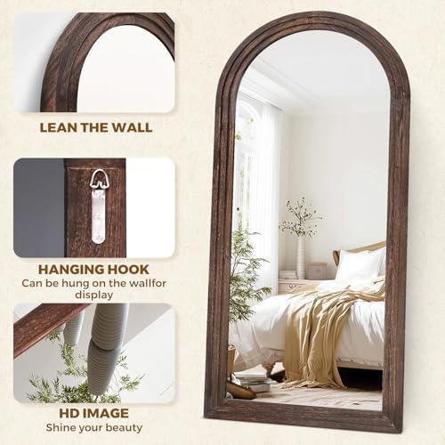 71x32 Arched Full Length Mirror, Solid Wood 3 Layer Frame - Image 2