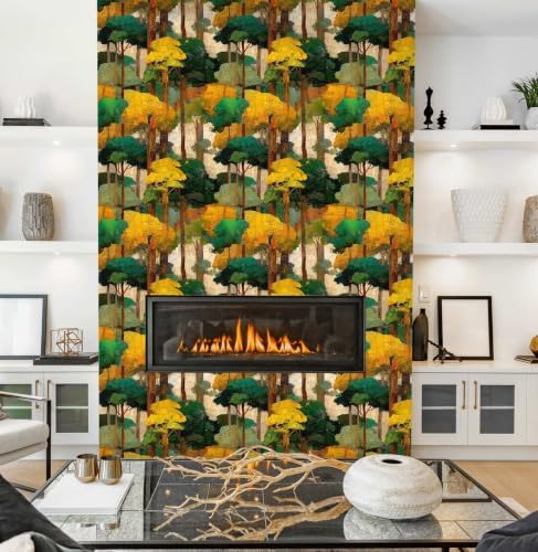 Modern Abstract Tree Peel and Stick Wallpaper, Oil Painting Forest Decor - Image 3
