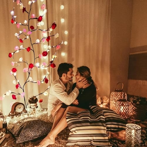 Rose LED Tree Branch Lights for Wall, Rose Flower Willow Vine Twig Decor Garland - Image 3