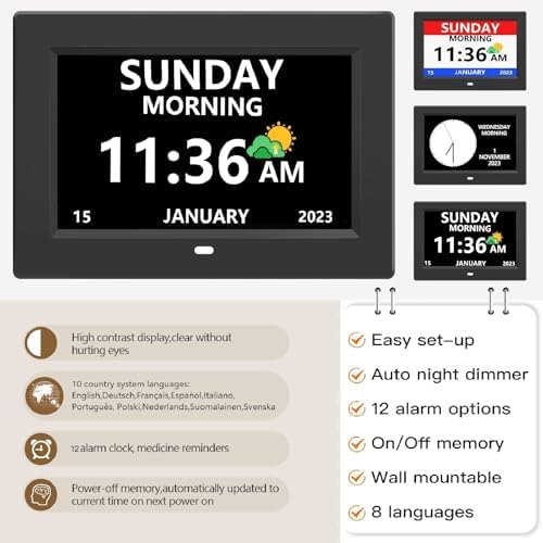 LXBYJKJ 7 Inch Digital Clock Large Font Alarm Clocks - Image 6