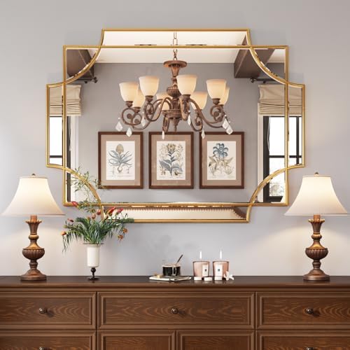 Kelly Miller 30"x40" Gold Foil Scalloped Edge Decorative Vanity Wall Mirror - Image 2