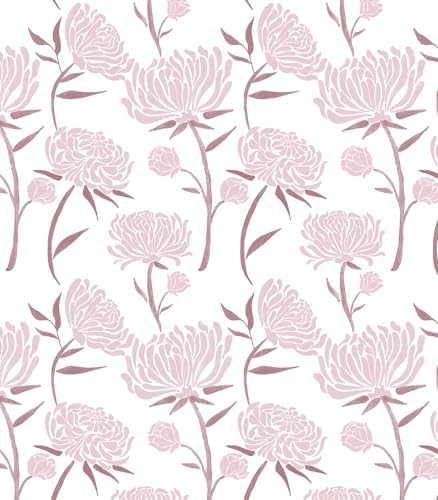 Hopepak Peel and Stick Wallpaper Floral Contact Paper Pink Wall Paper Modern by Hopepak