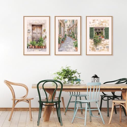 FWIEXA Italy Streets Travel Framed Wall Art Set, Vintage Italian Style - Image 4