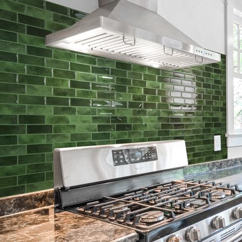 Art3d 10-Pack Marble Tile Peel and Stick Backsplash, 12 x 12 in, Jade Green - Image 2