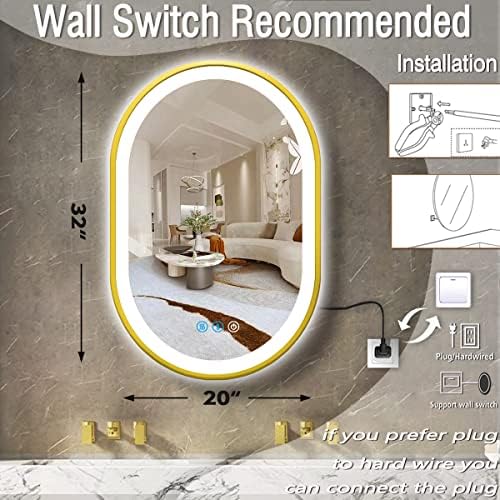32 X 20 Inch Gold LED Oval Mirror - Image 6