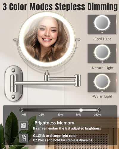 VFD 8'' 30X/1X Wall Mounted Lighted Magnifying Makeup Mirror - Image 3