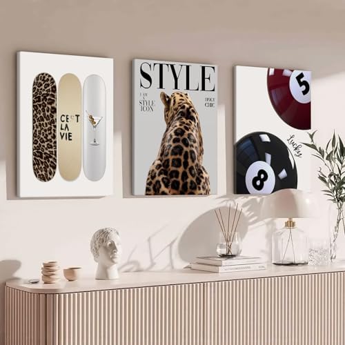 Trendy Cheetah Wall Decor Prints Preppy Leopard Wall Art Aesthetic Skateboard - Image 3