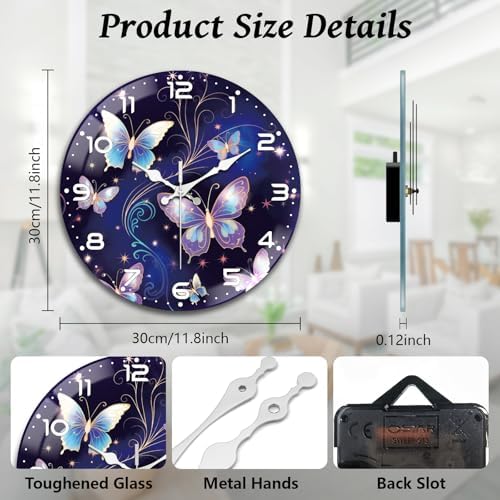 peacoblue Butterfly Wall Clocks Battery Operated - Image 2