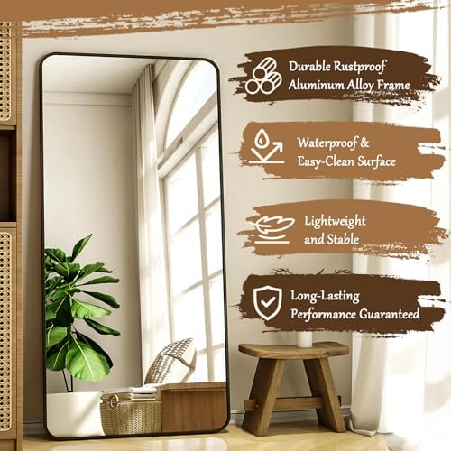 XRAMFY 76"x34" Floor Full Length Mirror Standing Full Body Rounded Corner - Image 5