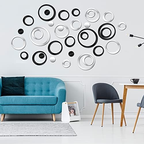 Outus 72 Pcs Circle Mirror Wall Stickers Removable DIY - Image 2