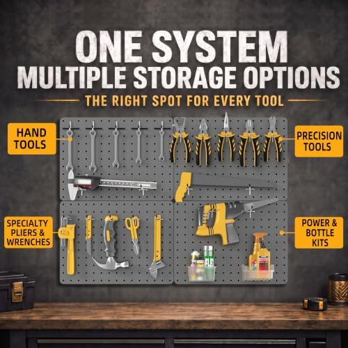 Steel Pegboard Tool Wall Organizer, 4 Pack 14.76 x 10.82 in, 6 Bins - Image 6