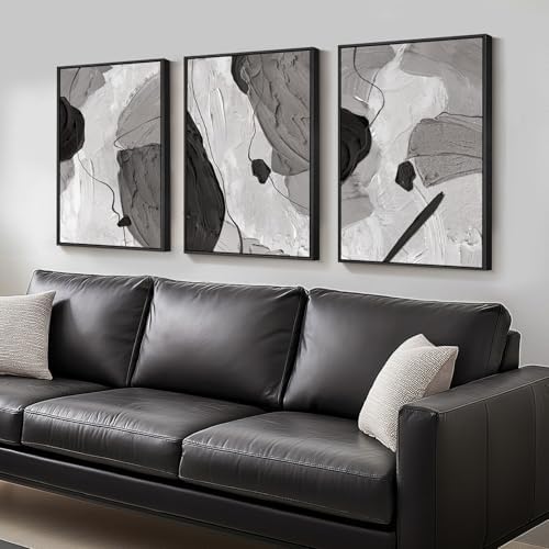 Large Framed Black and White Abstract Wall Art by Cuspin